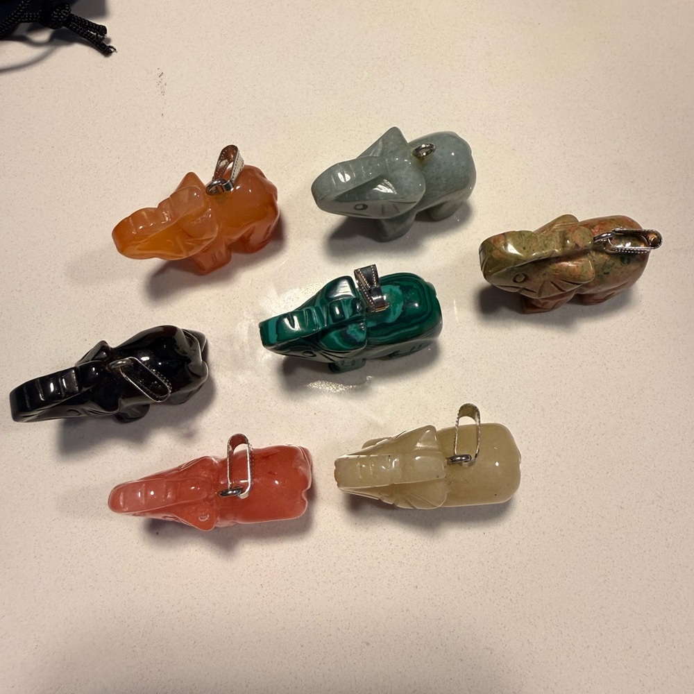 Colorful Elephant Stone Pendants
